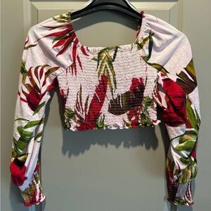 Floral Long Sleeve Smocked Top